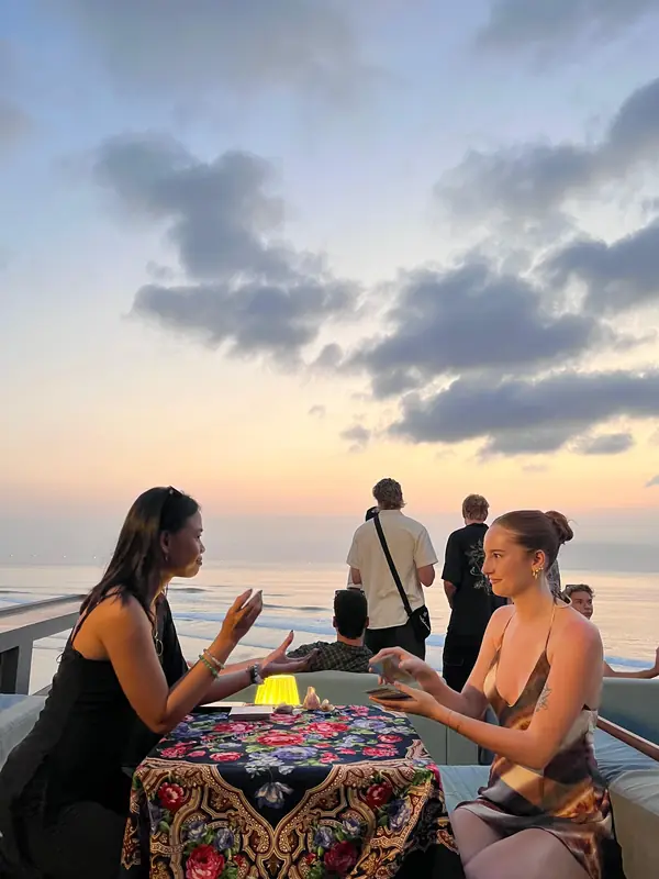 Tarot reading at sunset